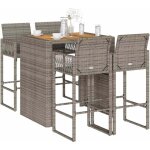 Ensemble de bar de jardin 5 pcs sans coussins gris poly rotin - vidaxl