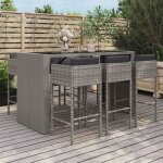 Ensemble de bar de jardin 7 pcs avec coussins gris poly rotin - salon de jardin - mobilier de jardin ...