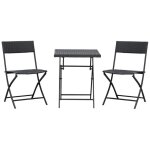 Ensemble bistro 2 personnes polyrotin marron - table et chaises de jardin, salon pour balcon, terrasse ...
