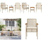 Ensemble de bistro 3 pcs coussins beige rsine tresse acacia - meubles de jardin - salon de jardin - ...