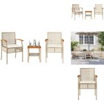 Ensemble de bistro 3 pcs coussins beige rsine tresse acacia - meubles de jardin - salon de jardin - ...