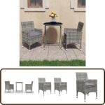 Ensemble de bistro 3 pcs rsine tresse et verre tremp gris - ensemble de bistro - salon de jardin - ...