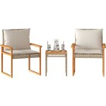 Ensemble de bistro et coussins 3 pcs m�lange beige rotin acacia - vidaxl