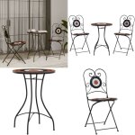 Ensemble de bistro mosaque terre cuite blanc fer et cramique - ensemble de bistro - mobilier de jardin ...