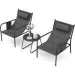 Ensemble bistro de patio 3 pièces, table et chaises d'extérieur avec sac de rangement, siège rembourré, ... Ensemble bistro de patio 3 pièces, table et chaises d'extérieur avec sac de rangement, siège rembourré, ...
