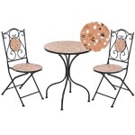 Ensemble de bistro vintage en m�tal meuble d'ext�rieur avec plateau effet terrazzo table et chaises noir ...
