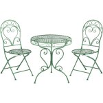 Ensemble bistrot 3 pces pour terrasse extrieure en mtal table ronde et chaises vert albinia