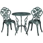 Yaheetech ensemble de bistrot 3 pi�ces table de jardin et 2 chaises en m�tal avec trou de parasol set ...