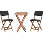 Ensemble de bistrot en bois d'acacia certifi� pliant meuble de jardin terrasse balcon table et 2 chaises ...