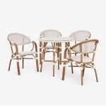 Ensemble de bistrot brielle compos� d'une table ronde de 80 cm et de 4 chaises de jardin empilables en ...