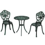 Outsunny - ensemble bistrot de jardin 2 personnes 3 pices aluminium aspect fer forg noir vieilli vert ...
