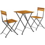 Outsunny - ensemble bistrot de jardin 3 pices pliables style exotique acier noir lattes bois acacia ...