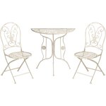 Ensemble de bistrot de jardin vintage en m�tal cadre en fer table et chaises beige clair coggia
