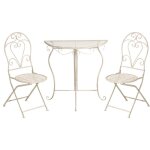 Ensemble de bistrot de jardin vintage en mtal cadre en fer table et chaises beige clair folelli