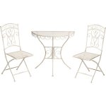 Ensemble de bistrot de jardin vintage en métal cadre en fer table et chaises beige clair juina Ensemble de bistrot de jardin vintage en métal cadre en fer table et chaises beige clair juina