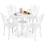 Costway ensemble bistrot pour patio 5 pi�ces en fonte d'aluminium, table ronde avec trou pour parasol ...