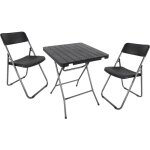 Ensemble de bistrot en rotin et bois design noir - 1 table / 2 chaises - ensemble de siges pliable pour ...