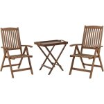 Ensemble bistrot rustique de balcon table et 2 chaises pliantes en bois foncé acacia amantea Ensemble bistrot rustique de balcon table et 2 chaises pliantes en bois foncé acacia amantea