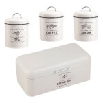 Herzberg - ensemble boîte à pain et boîte à conserve vintage 4 pièces crème hg04418 Herzberg - ensemble boîte à pain et boîte à conserve vintage 4 pièces crème hg04418