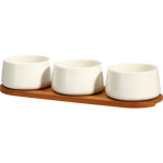 Ensemble de bols en porcelaine pour dips aperio, 3 x 200 ml, plateau en bambou