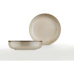 Ensemble de bols de service set 20 cmx20 cmx5 cm 100% porcelaine beige