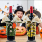 Ensemble de bouteilles de vin d halloween, table en peluche de no�l, d�coration de bouteille de vin, ...