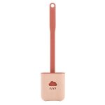Ensemble de brosses de toilette en silicone antibact�rien rose, comprenant un porte - brosse et une brosse ...