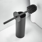 Ensemble brosse de toilette et support en c�ramique gris mat, brosse de nettoyage pour toilettes, accessoire ...