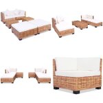 Ensemble de canaps 16 pcs rotin naturel - canap rotin - ensemble canap - meubles salon - mobilier ...