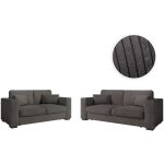 Ensemble canap�s 2 places et 3 places belami en velours c�tel� - gris fonc�