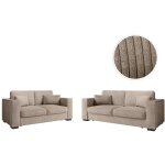 Ensemble canaps 2 places et 3 places belami en velours ctel - taupe