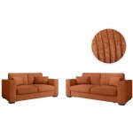 Ensemble canap�s 2 places et 3 places belami en velours c�tel� - terracotta