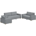 Vidaxl - ensemble de canapés 3 pcs gris 220 x 78 x 84 cm tissu Vidaxl - ensemble de canapés 3 pcs gris 220 x 78 x 84 cm tissu