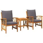 Ensemble de canap de jardin 3 pcs marron bois d'acacia massif vidaxl