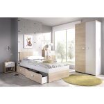 Ensemble chambre  coucher complte ( lit adulte 190x90 cm avec 2 tiroirs + table de chevet + armoire ...
