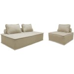 Sweeek - ensemble chauffeuses dao pour canap� modulable en tissu capitonn� 3 places beige