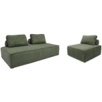 Sweeek - ensemble chauffeuses lao pour canap� modulable en velours c�tel� 3 places vert