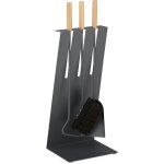 Relaxdays - valet de chemine, tisonnier, pelle, balai, set pratique de 4 pices, design moderne, gris ...