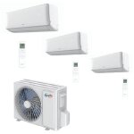 Ensemble climatisation tri - split reversible avec 3 units 2. 5kw et groupe exterieur 21000btu r32 230v ...