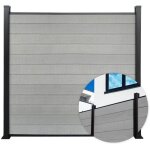 Ensemble cl�ture, lames pleines, kit complet, 1, 80 m x 1, 80 m, ep =21 mm, stone grey
