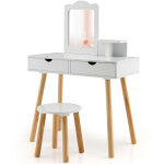 Ensemble coiffeuse enfant 2 en 1 bureau tabouret avec miroir 70 x 37 x 100 cm blanc 88303733 88303733 ...