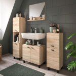 Ensemble colonne de salle de bain + 3 meubles dcor chne - bostoz