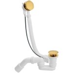 Ensemble complet vidage de baignoire l1100 mm avec siphon haut d�bit et clapet recouvrant m�tal, or