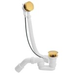 Ensemble complet vidage de baignoire l900 mm avec siphon haut d�bit et clapet recouvrant m�tal, or - ...