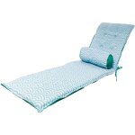Deco arts - ensemble coussin pour chaise longue et traversin 195x60x5cm & 45x18cm motif ventails verts ...