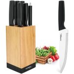 Ensemble de couteaux de cuisine dans un bloc en bois 6 pi�ces avec aiguiseur