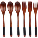 Ensemble de couverts en bois naturel avec cuill�re et fourchette � long manche de style janpanais pour ...