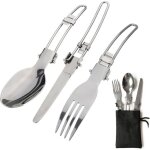 Ensemble de couverts de voyage 3 en 1 pliables et portables, pour le camping, le pique - nique, avec ...