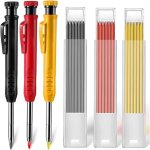 Ensemble de crayons de charpentier, 3 pi�ces, crayon � trou profond avec lame � �pluier int�gr� et 18 ...