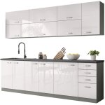Mobilier1 - ensemble de cuisine modulaire multi white 123 , 260x50cm, plan de travail, stratifié, led ... Mobilier1 - ensemble de cuisine modulaire multi white 123 , 260x50cm, plan de travail, stratifié, led ...